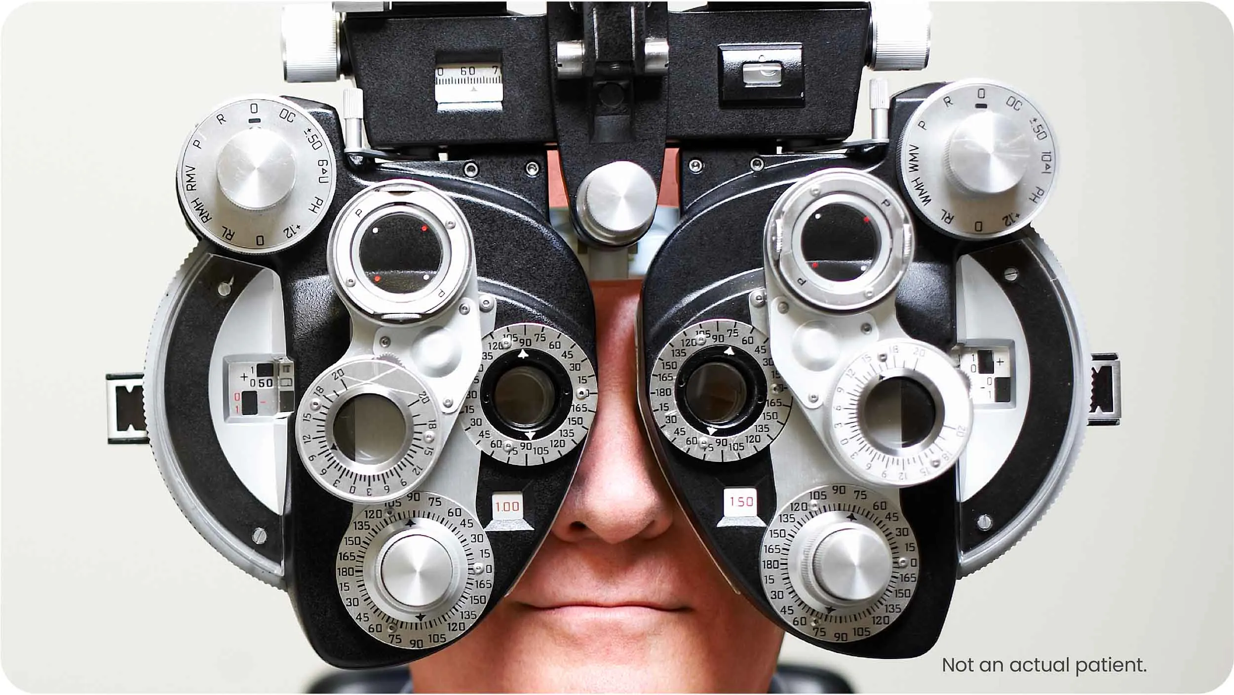 Patient receiving an eye exam