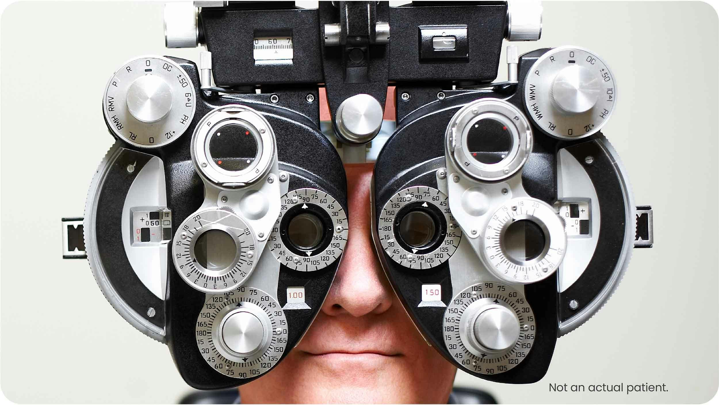 Patient receiving an eye exam