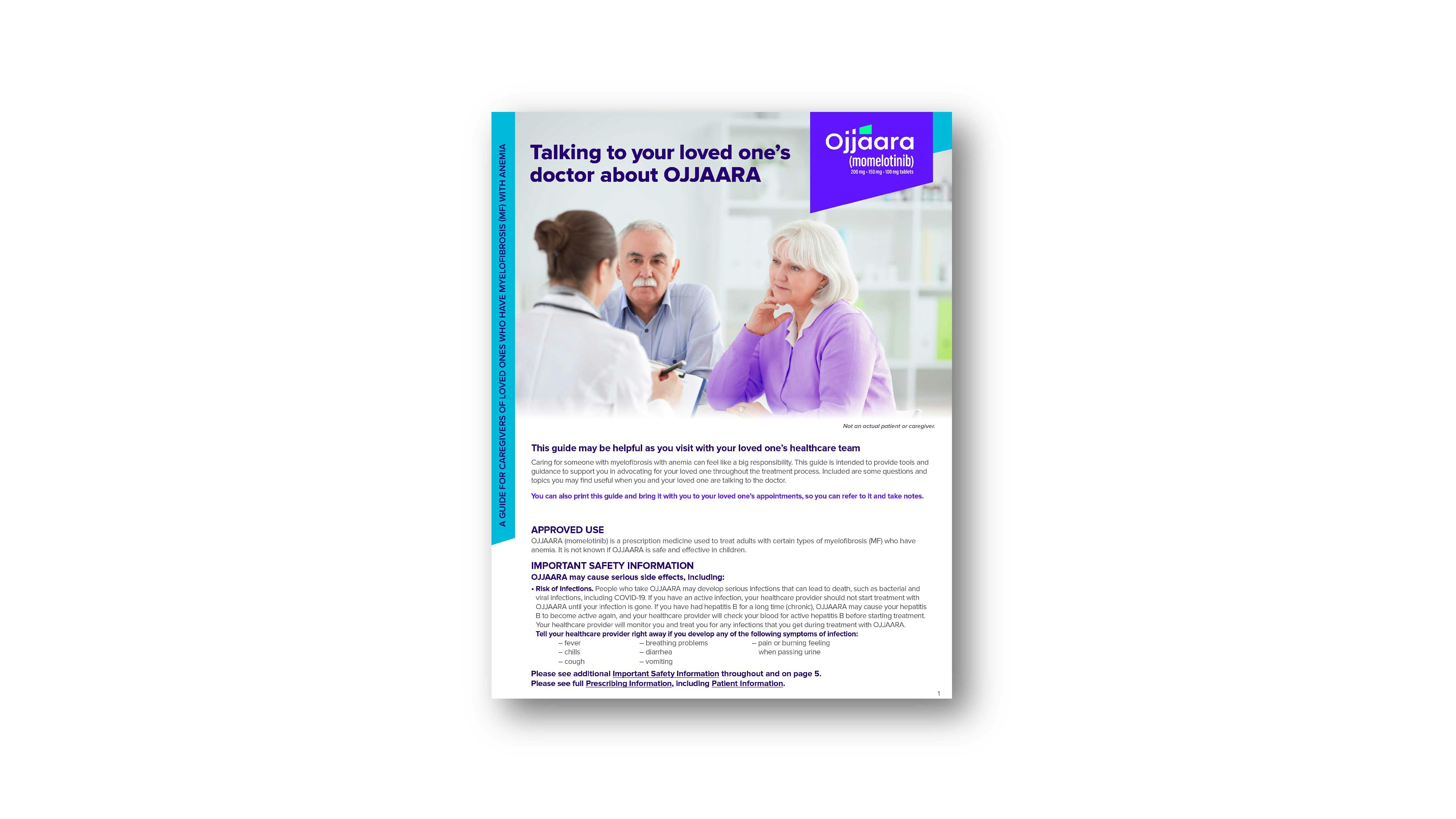 Caregiver doctor discussion guide for OJJAARA (momelotinib)