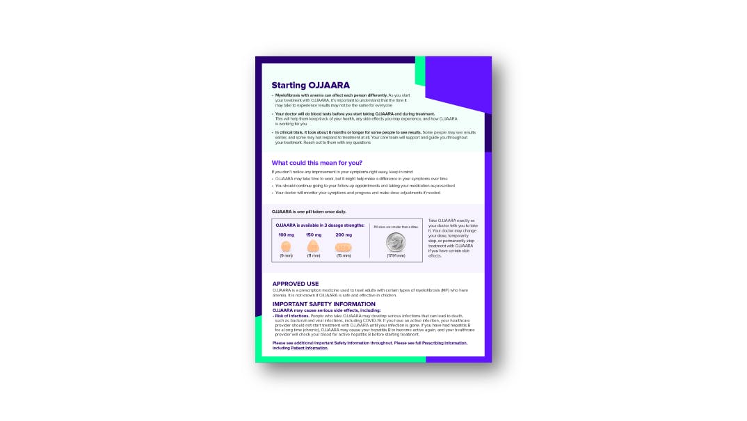 Getting started with OJJAARA (momelotinib) guide Getting started with OJJAARA (momelotinib) guide