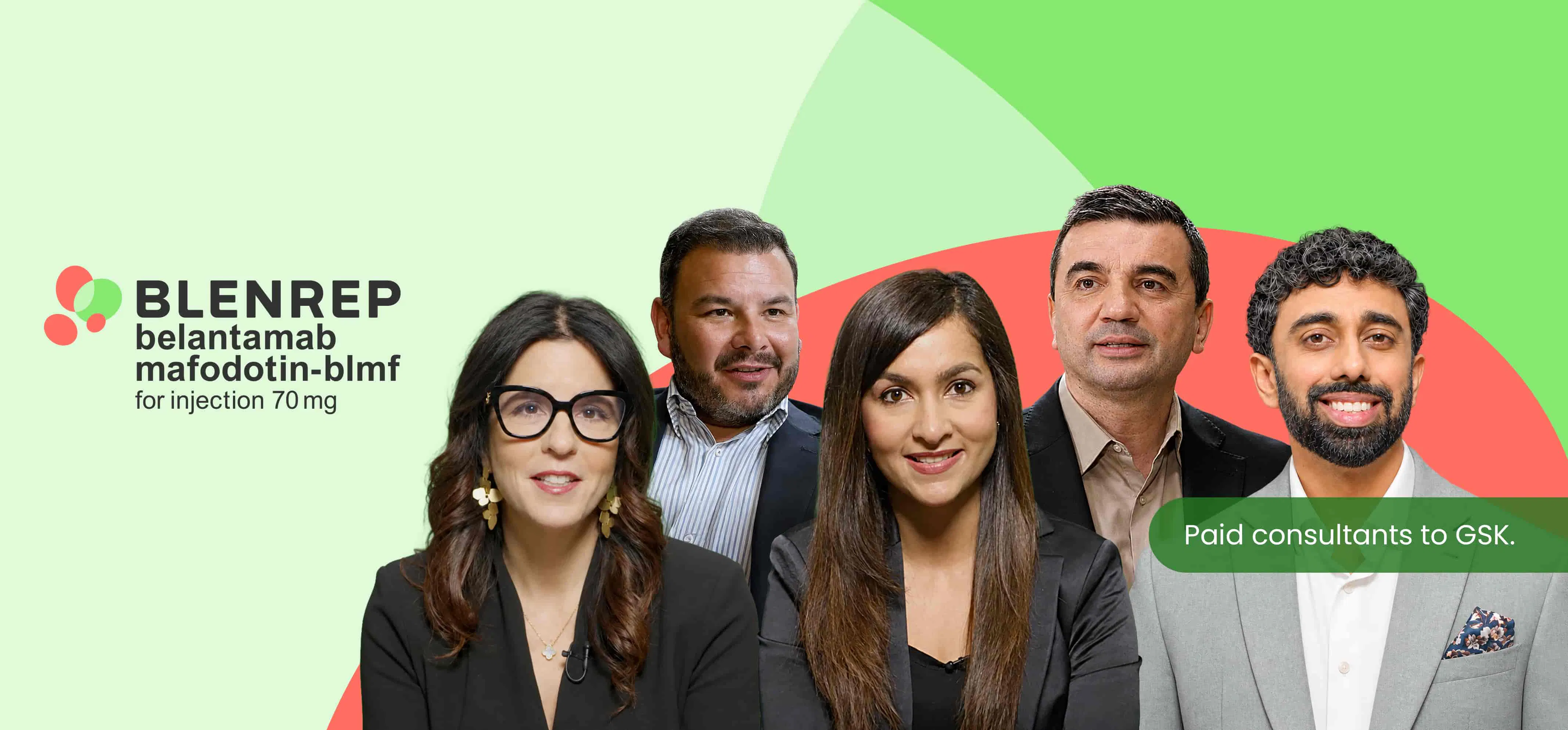 A group of medical professionals against a multi-colored background. A group of medical professionals against a multi-colored background.