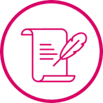 Scroll with quill pen icon