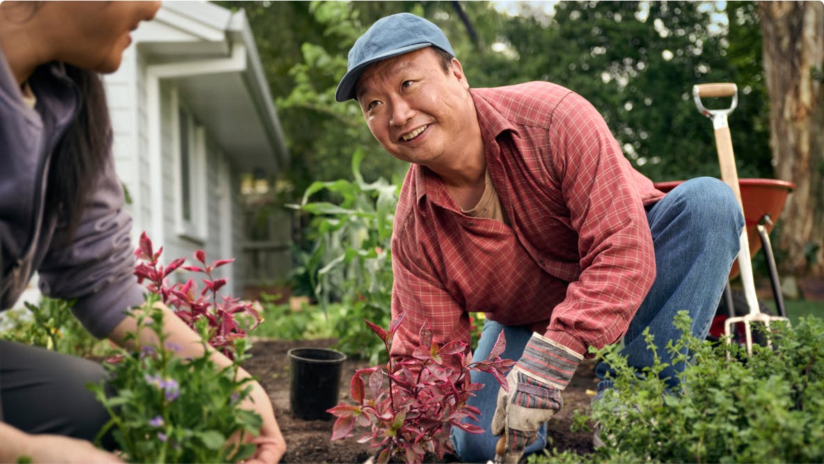EGPA patient Ken gardening with his wife