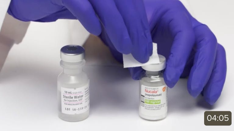 Video thumbnail: Manual reconstitution instructions for 1 vial of NUCALA