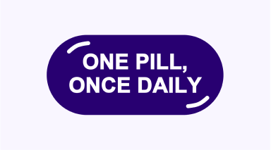 One pill, once daily. One pill, once daily.