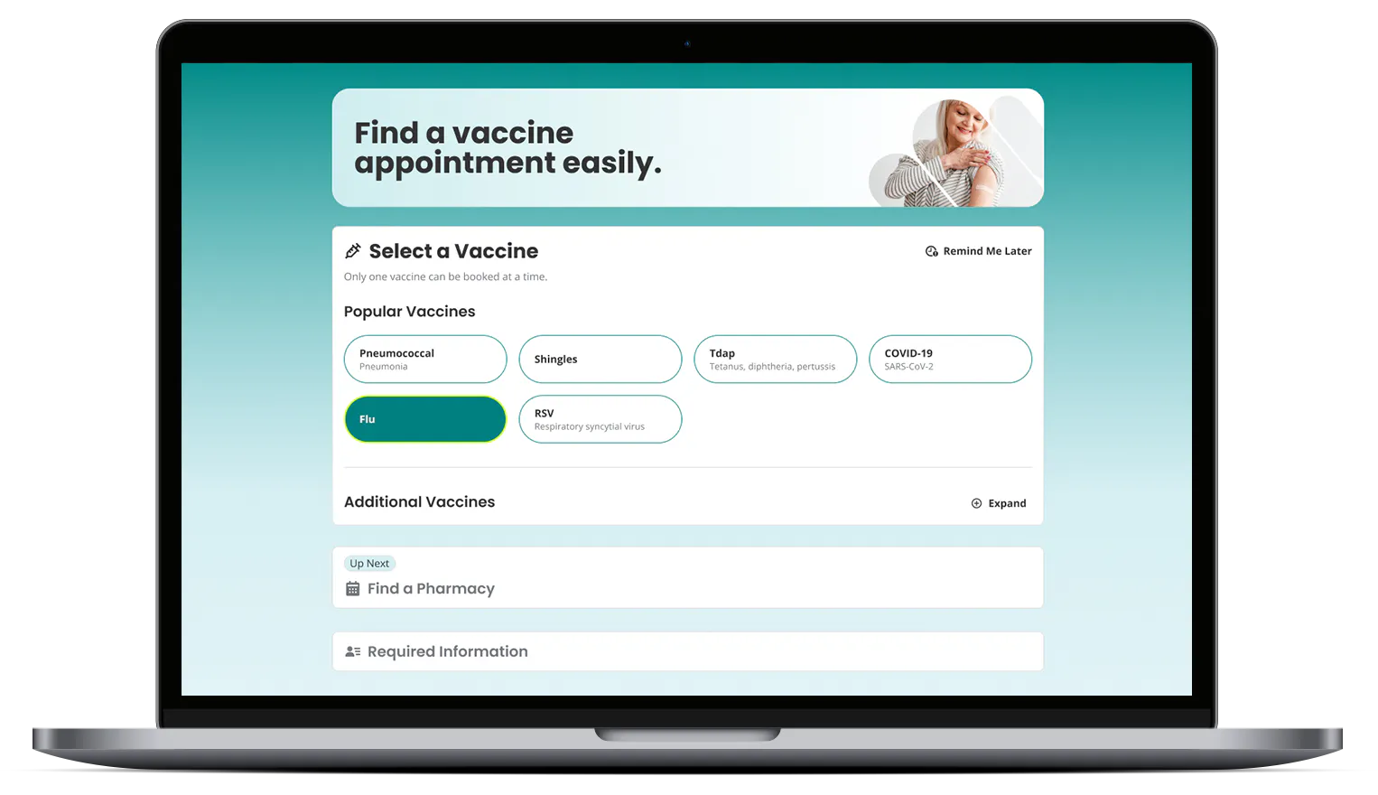 View of EasyVax website on a laptop