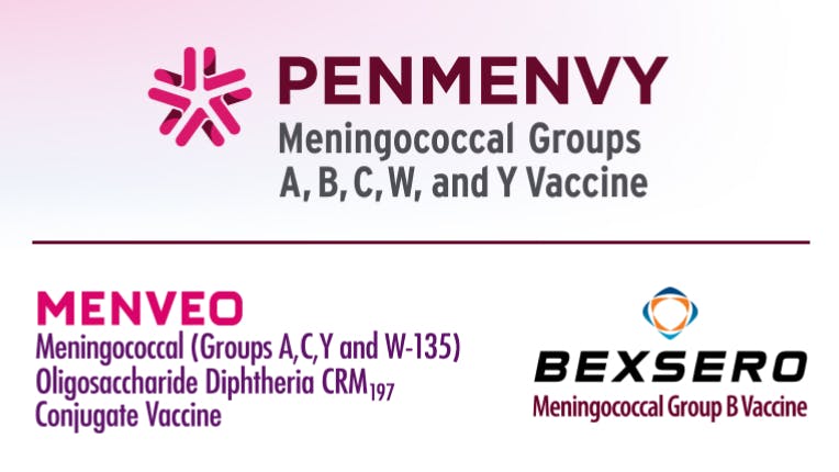 Logos for PENMENVY, BEXSERO, and MENVEO