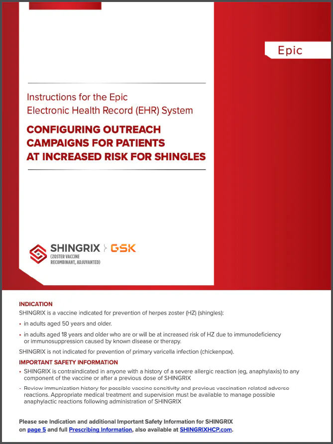 Epic: Configuring outreach campaigns for patients at increased risk for shingles PDF image