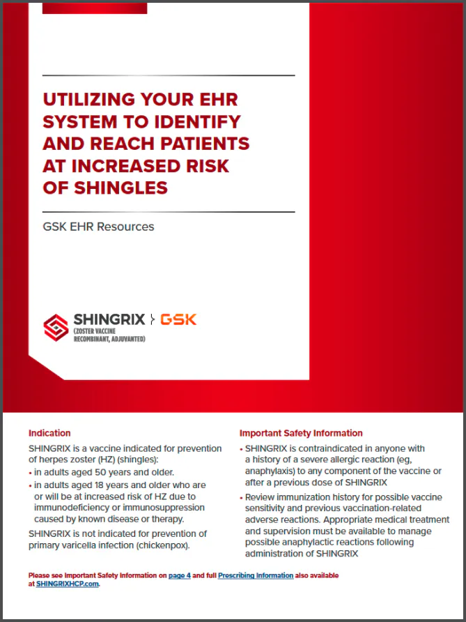 Oracle: Utilizing your EHR system to identify and reach patients at increased risk of shingles PDF image