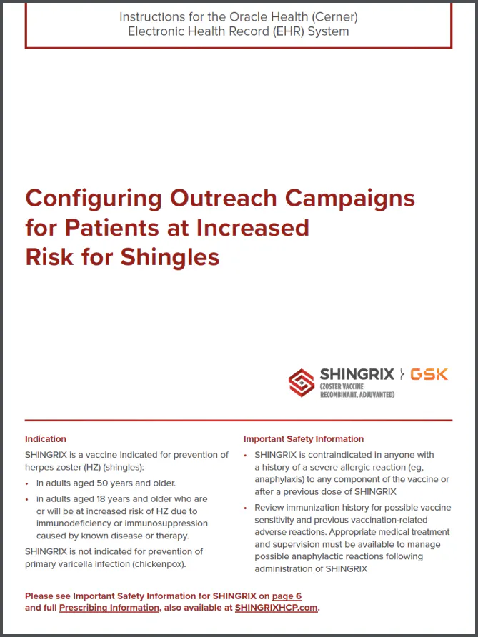 Oracle: Configuring outreach campaigns for patients at increased risk for shingles PDF image