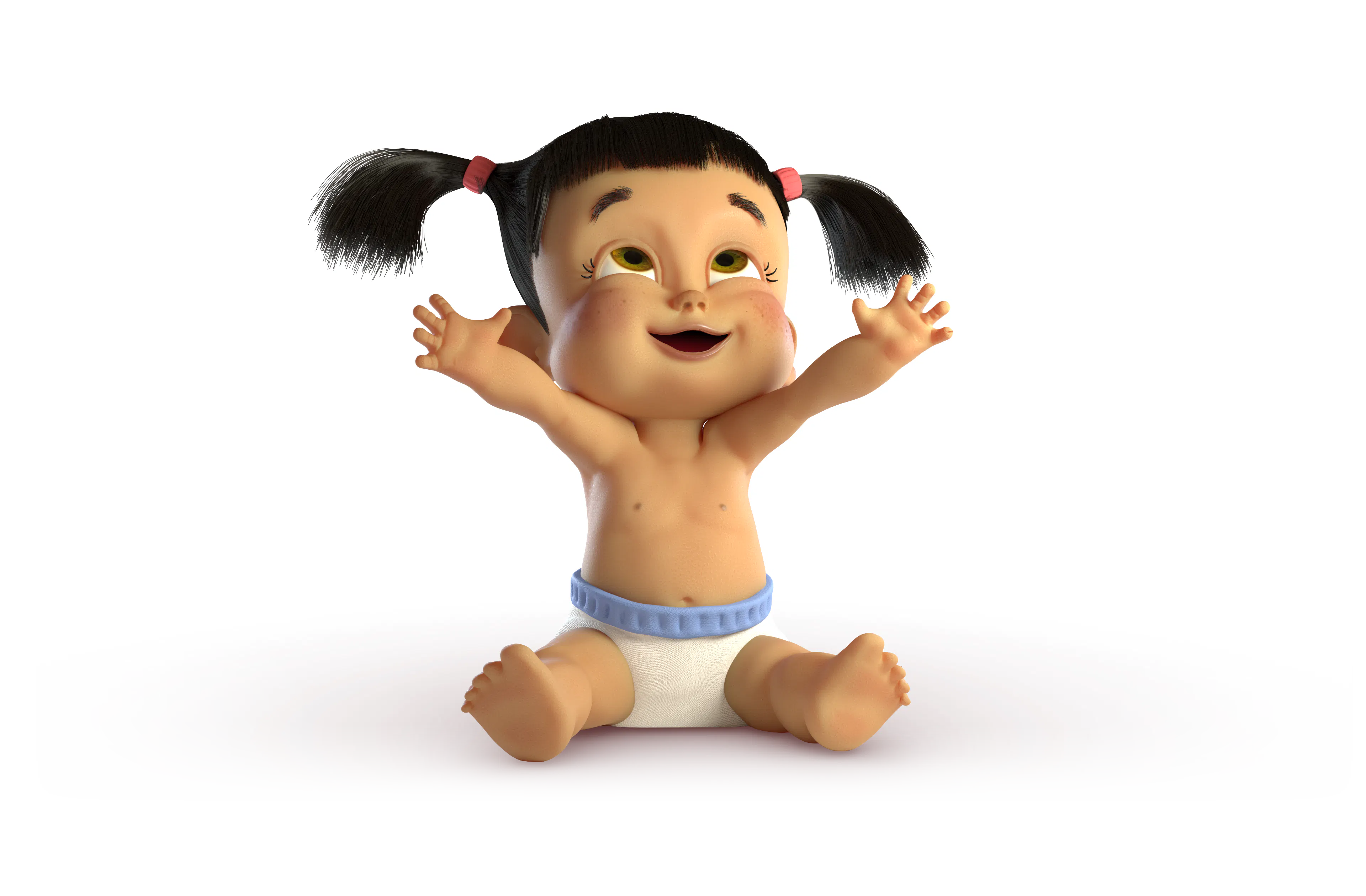 Baby with arms and legs stretched out