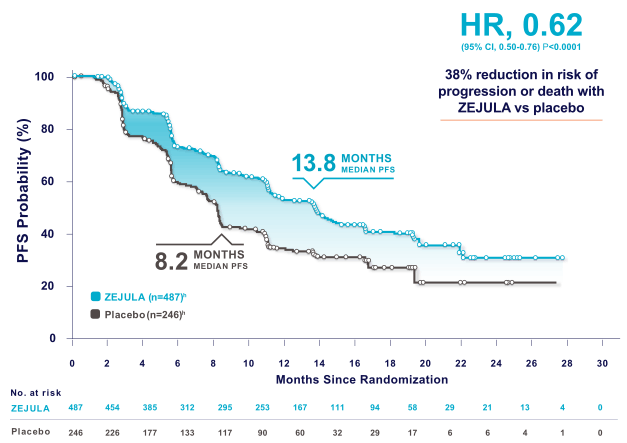PFS in the overall population line graph