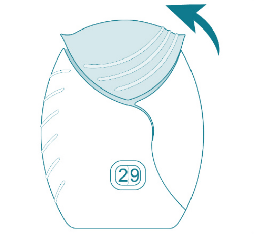 Step 5 illustration showing how to use  the ANORO ELLIPTA inhaler