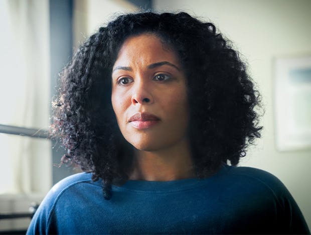 Concerned-looking woman