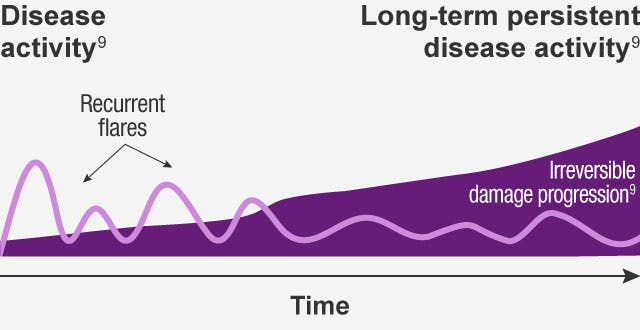 Graph displaying persistent disease activity can contribute to organ damage