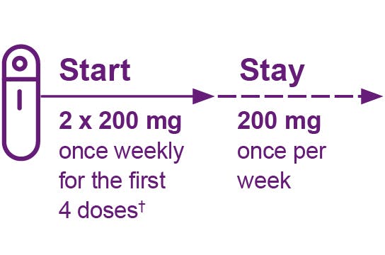 Diagram: Recommended subcutaneous dosing for adult patients with active lupus nephritis