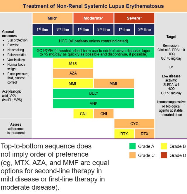 Chart of EULAR recommendations in lupus