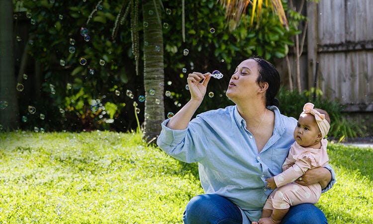 Mom Playing with bubble