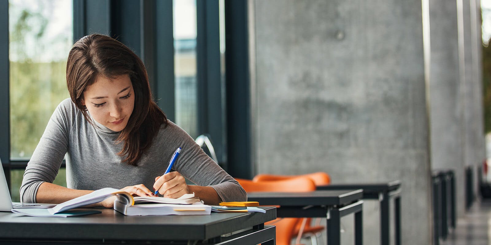 Teen studying