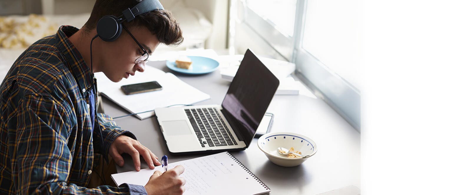 Teen studying