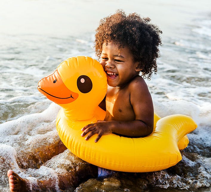 Boy playing in the water