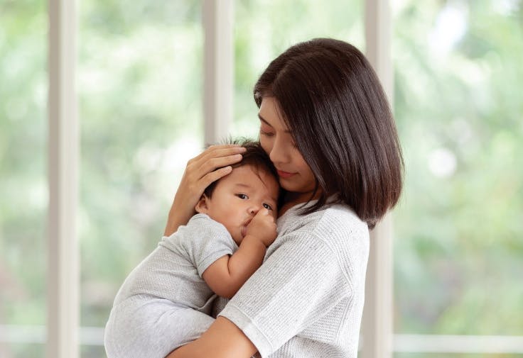 Asian Mom with baby