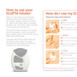 Instruction sheet on how to use the ELLIPTA inhaler
