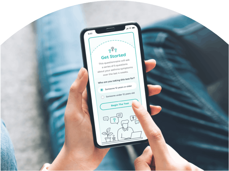 Image: Person Taking Asthma Control Test on Phone