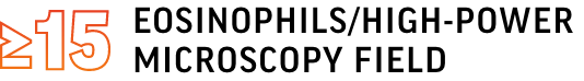 Greater than or equal to 15 eosinophils per high-power microscopy field