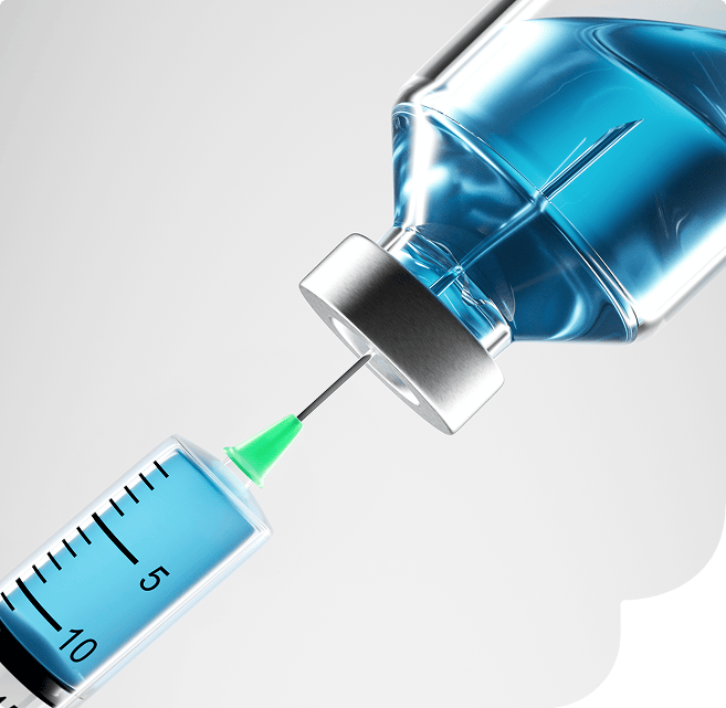 Imagem ilustrando uma ciringa sendo injetada em um liquido azul