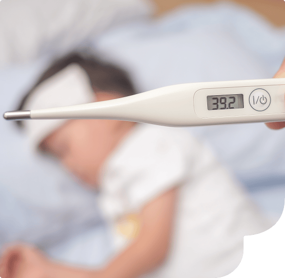 Avaliando a temperatura de uma criança com o termometro