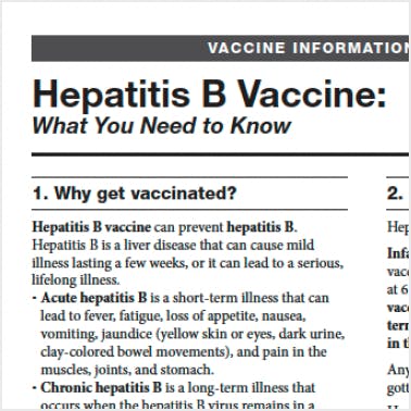 Hepatitis B Vaccine Information Hepatitis B Vaccine Information