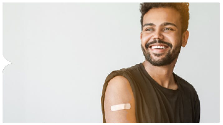 Image: Male patient with Band-Aid on arm
