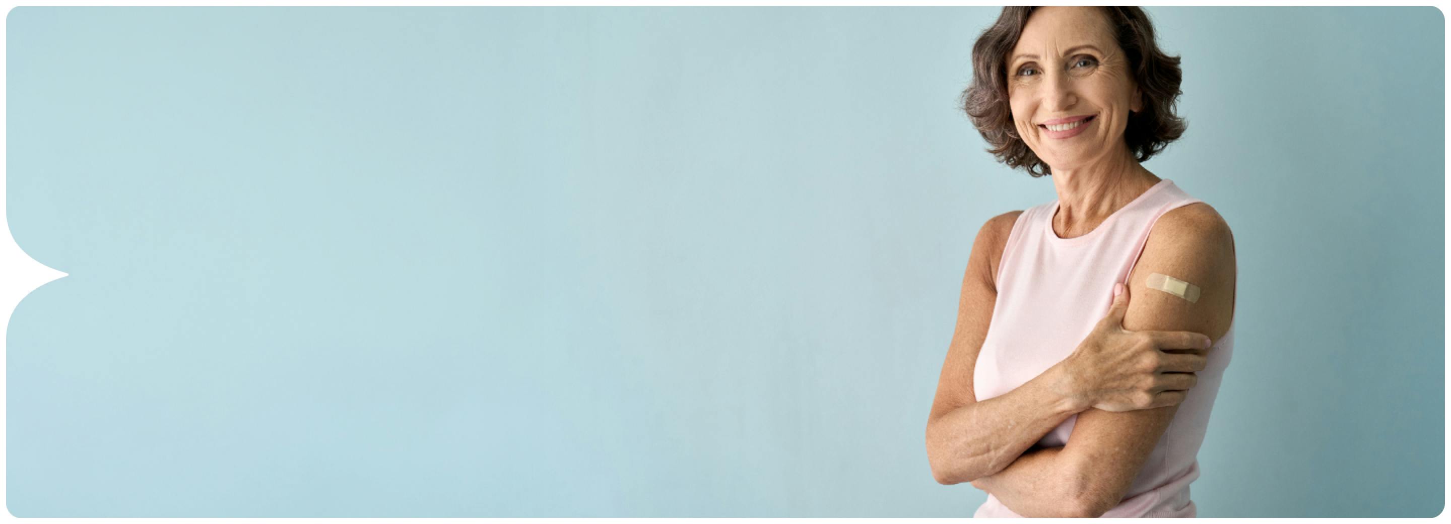 Image: Female patient with Band-Aid on arm
 Image: Female patient with Band-Aid on arm