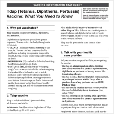 Tdap Info brochure