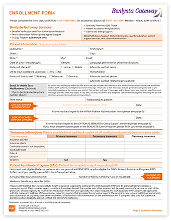 BENLYSTA Gateway enrollment form