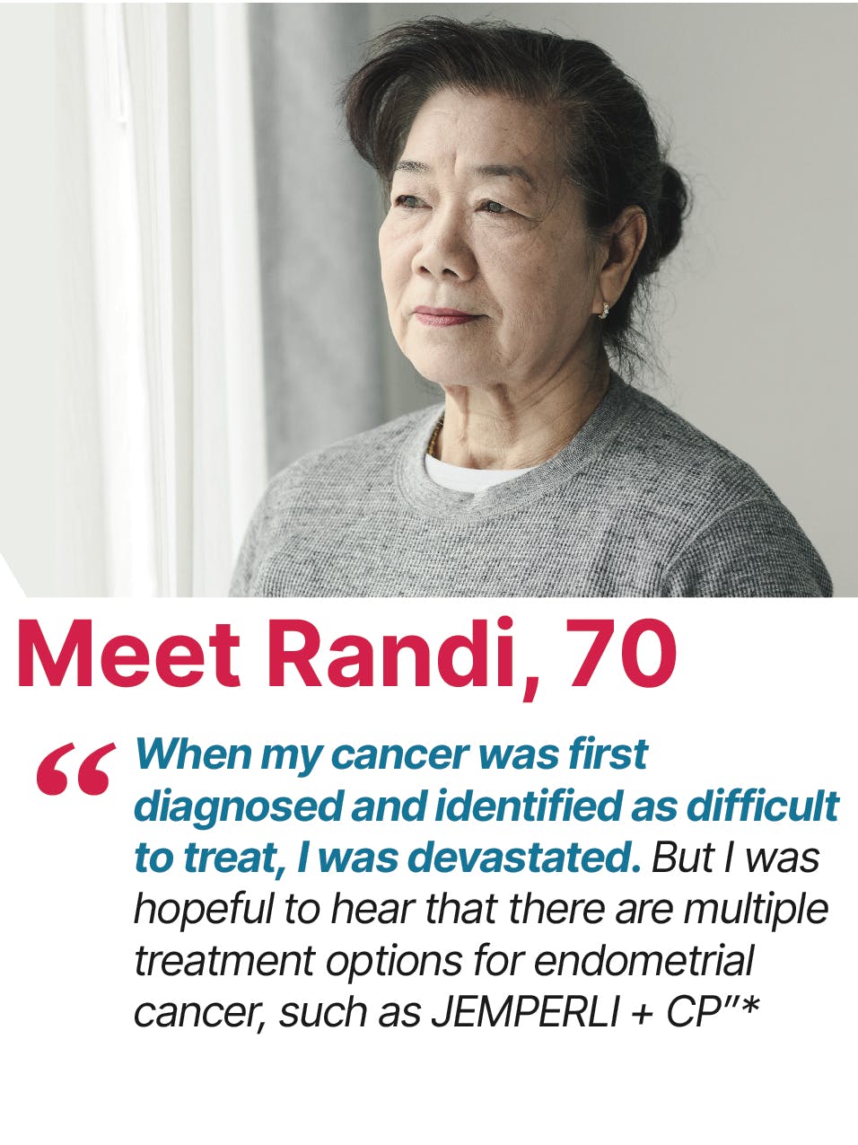 Jemperli + CP Primary Advanced EC patient profile: Randi