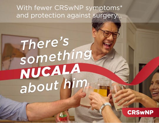 With fewer CRSwNP symptoms and protection against surgery, there's something NUCALA (mepolizumab) about him