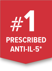 Icon showing Nucala (mepolizumab) to be the number one prescribed anti-IL-5