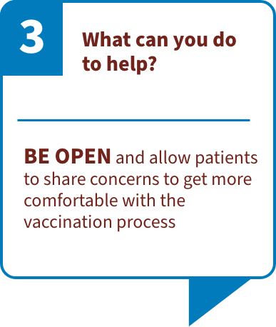 What can you do to help? Be Patient- understand that these conversations can take time, often over multiple visits