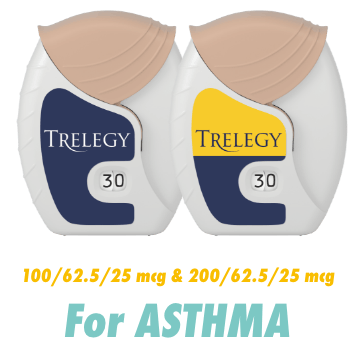 TRELEGY for asthma 100/62.5/25 mcg & 200/62.5/25mcg