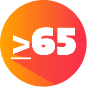 Greater than or equal to 65 icon Greater than or equal to 65 icon