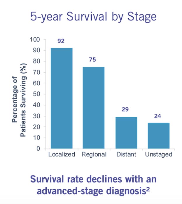 5 year survival by stage chart