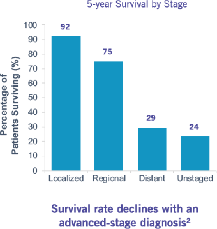 5 year survival by stage chart