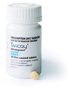 Packaging for TIVICAY/dolutegravir 50 mg film-coated capsules