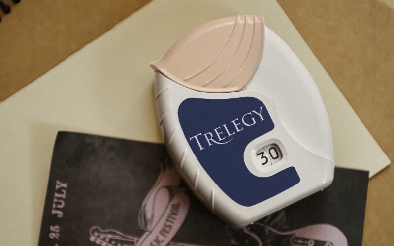 Image of TRELEGY ELLIPTA for asthma on table