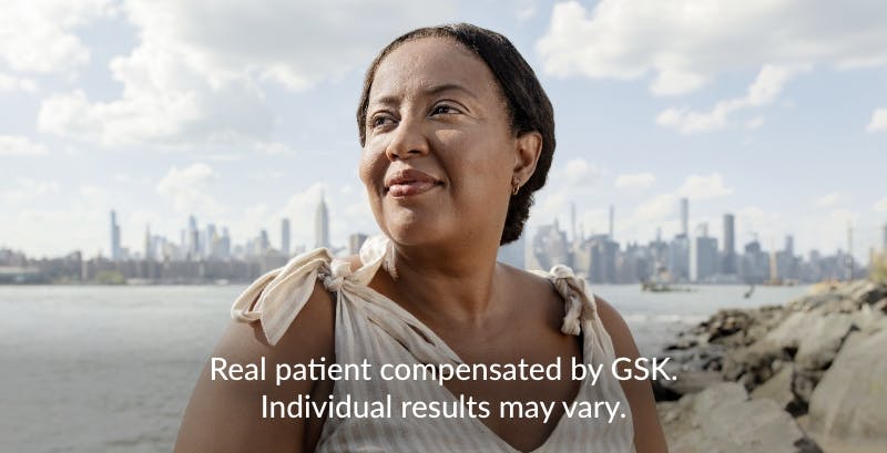 Watch Rashelle's story. Real patient compensated by GSK. Individual results may vary.