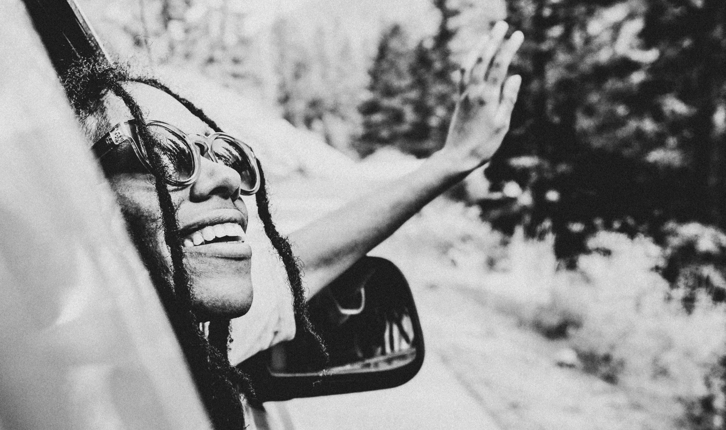 Woman smiling in car Woman smiling in car