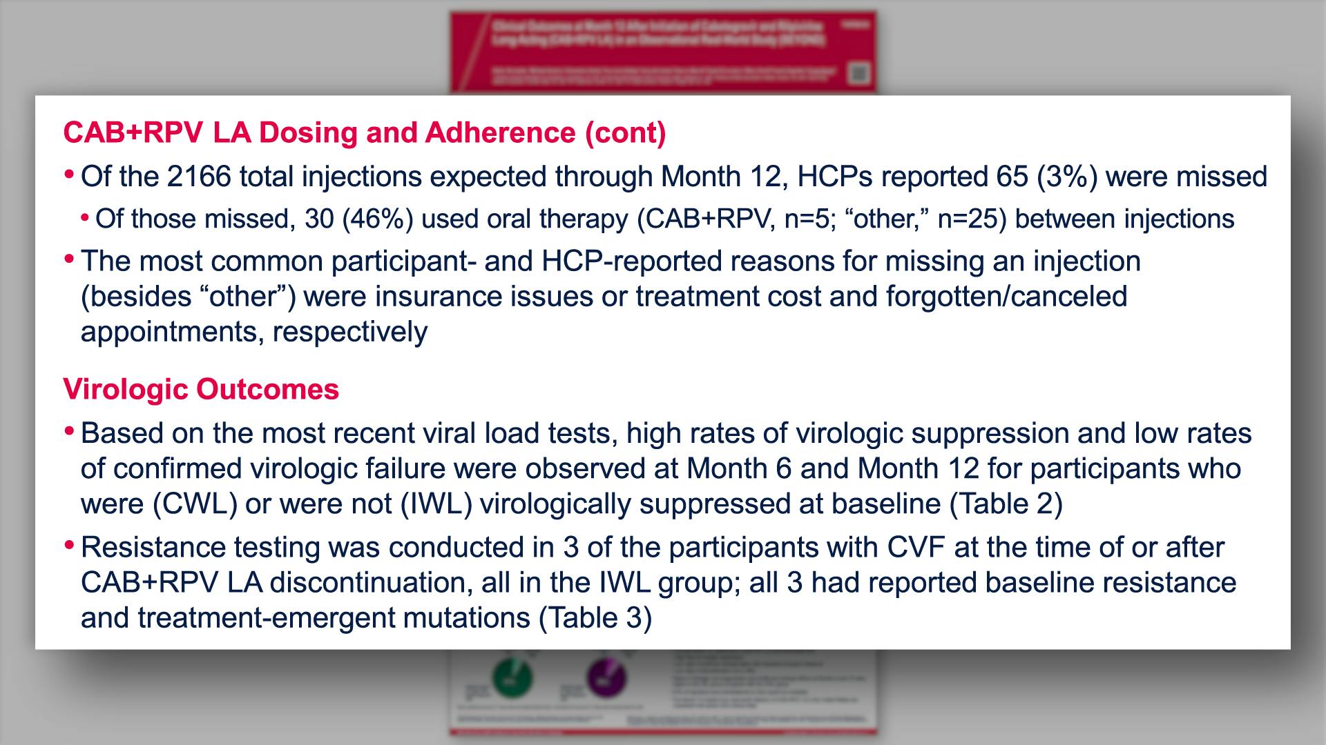 CAB+RPV LA Dosing and Adherence (cont)