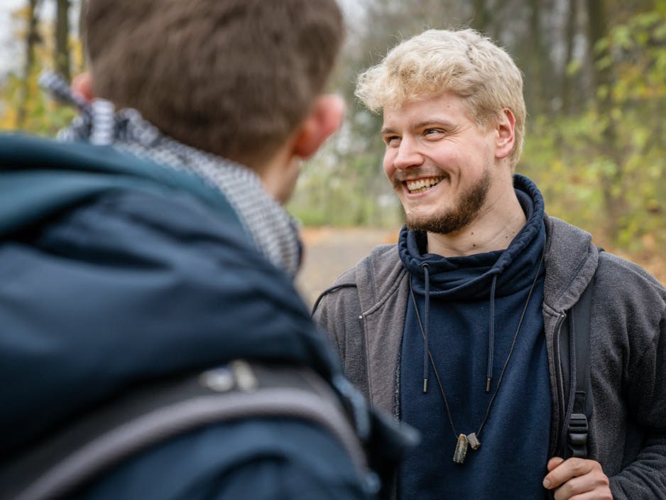 two people laughing